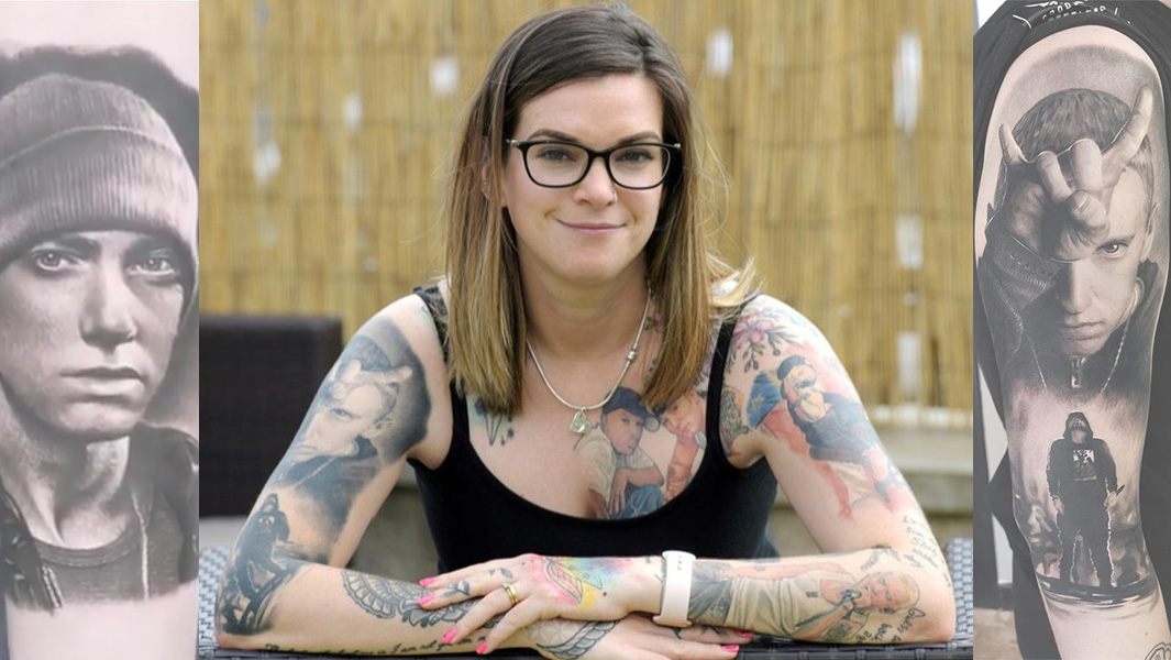 数多くのエミネムのタトゥーを入れた女性がギネス世界記録に認定