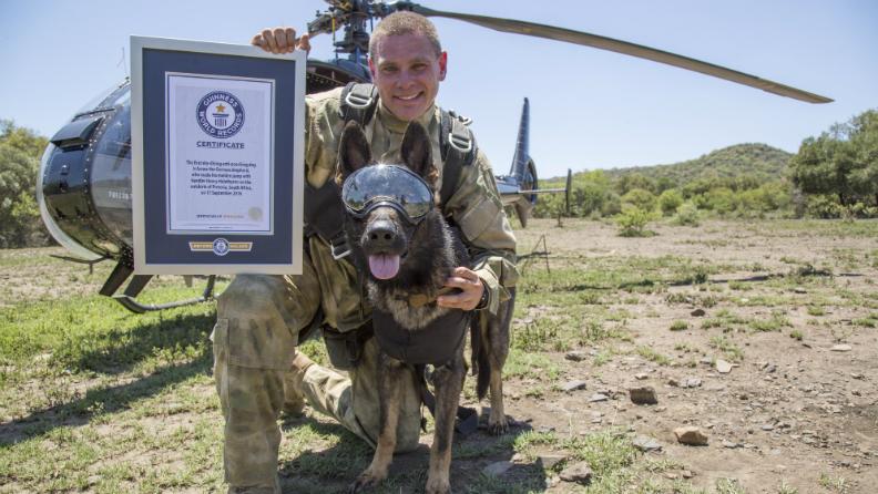 First skydiving anti-poaching dog