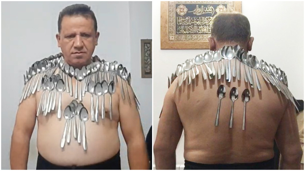 split image of most spoons balanced on the body