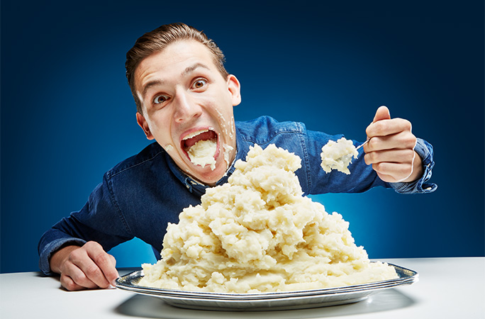 Andre eating mashed potato