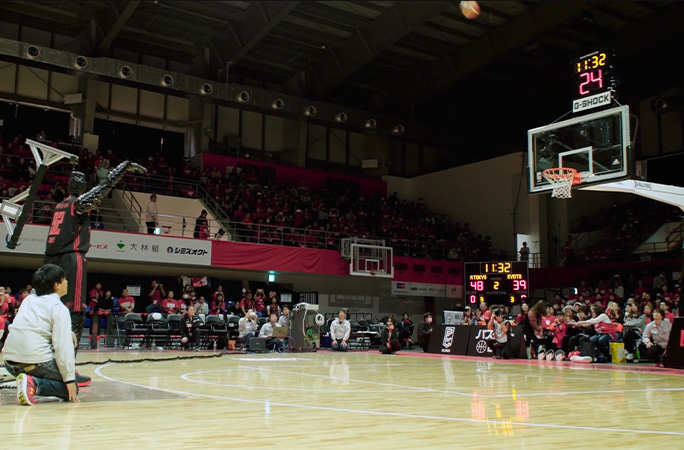 basketball robot taking a shot