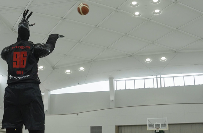 basketball robot seen from behind