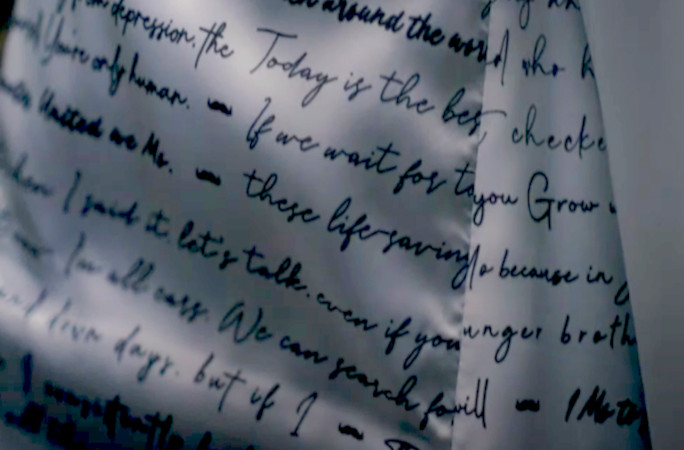 Writing on suit lining