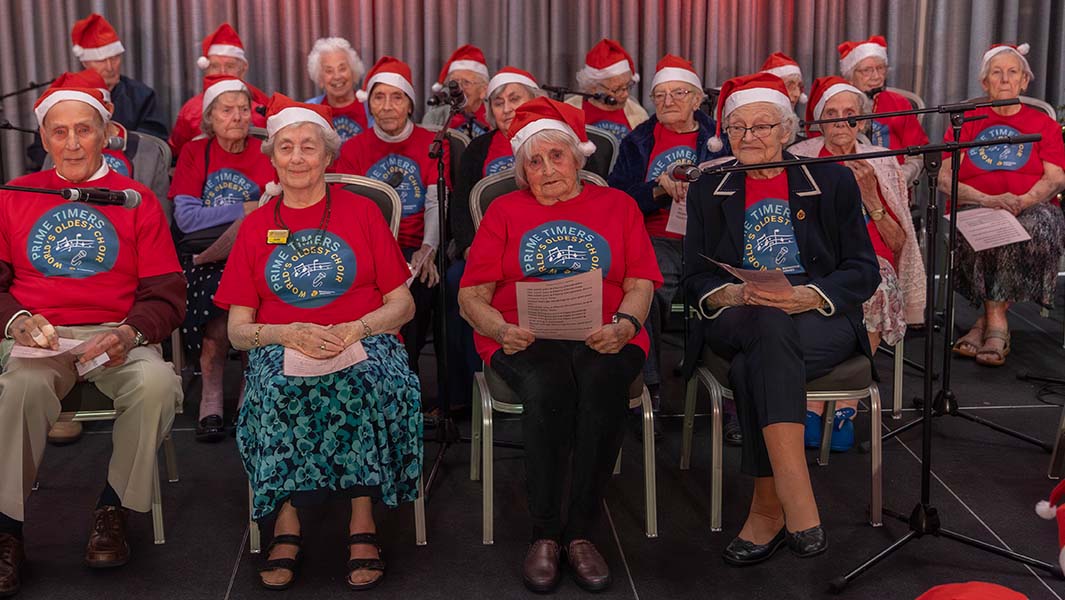 split image of four different Christmas records