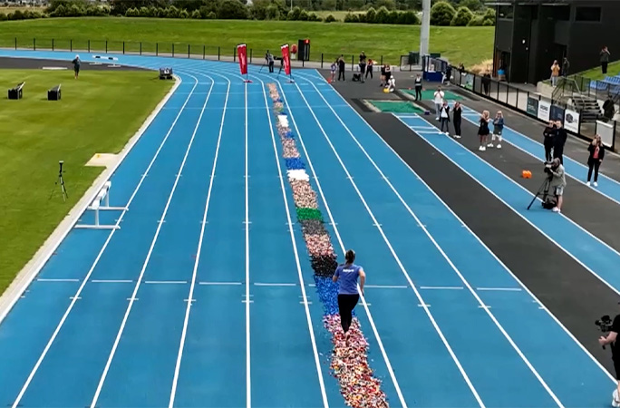 Gabrielle running on lego