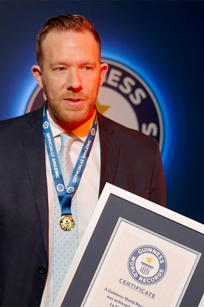 Nelson with his certificate