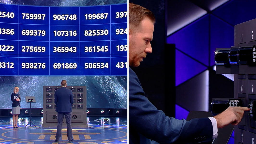 split image of Nelson memorizing codes and unlocking safes