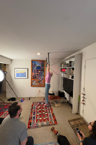 Side view of Ann hanging