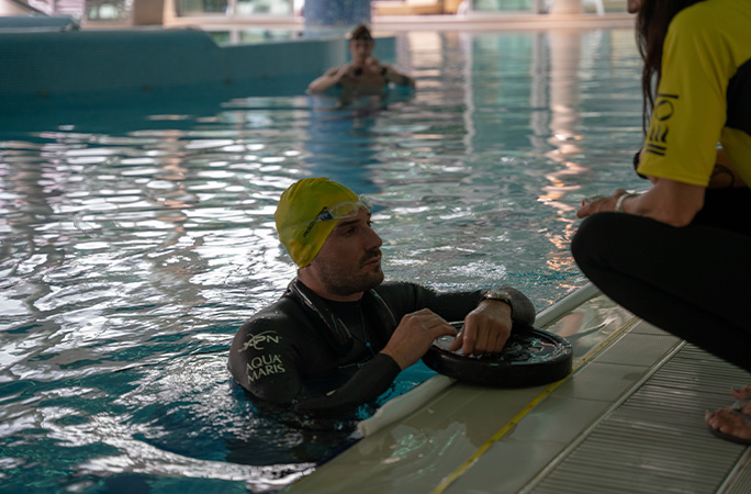 man in a swimming pool