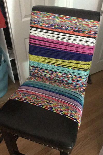 loom band wrapped around a chair