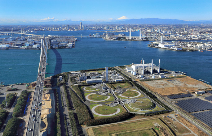 Aerial shot of the largest in-ground LNG tank