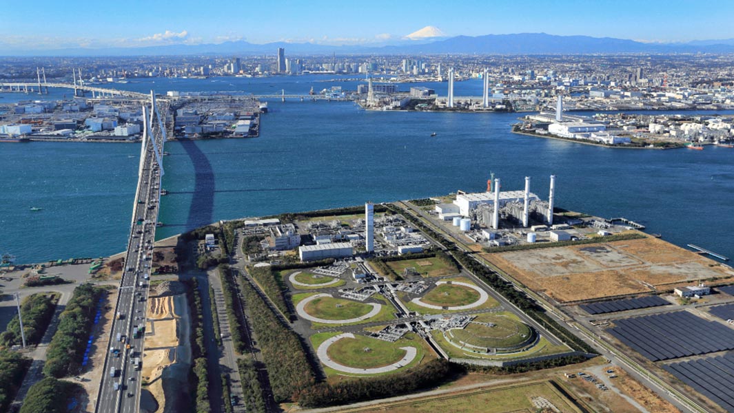 Aerial view of the largest in-ground LNG tank
