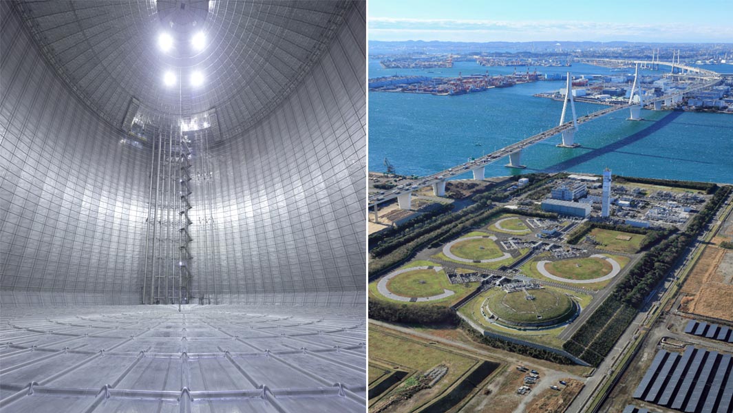 Aerial view of the largest in-ground LNG tank
