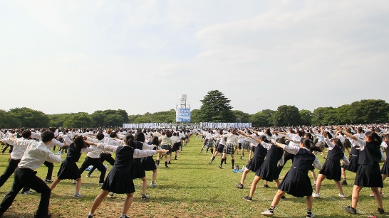 group of girls and boys dancing