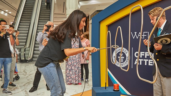 チャレンジゾーンでは、誰もが一度は体験したい世界記録に挑戦できます。